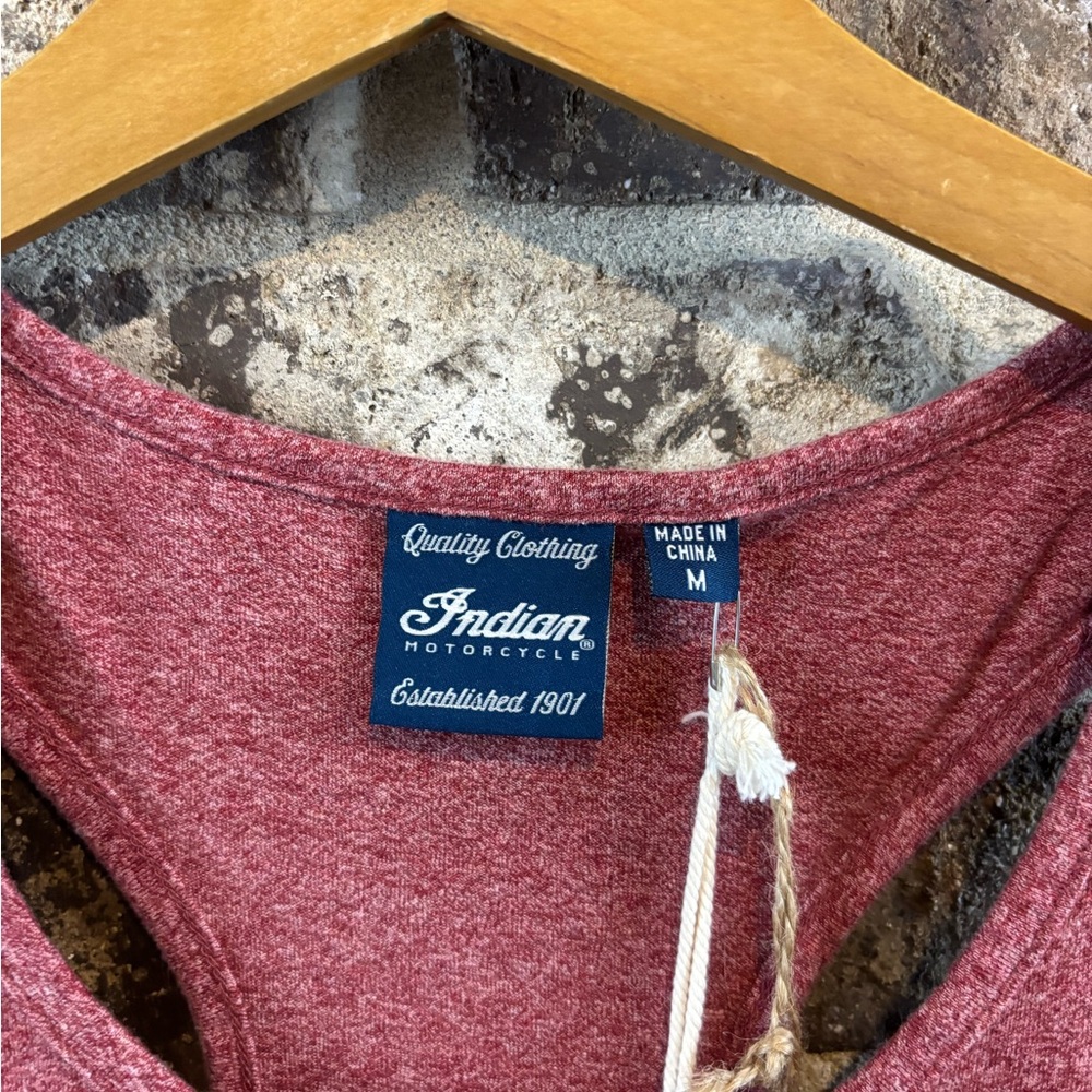 NWT Indian Motorcycle Heathered Maroon Racerback Tank Top Womens Sz M - Picture 3 of 7